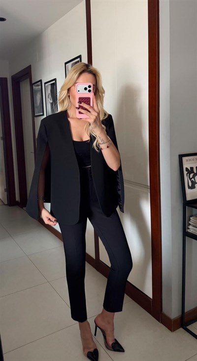 SİYAH PREMİUM BELİ FERMUAR DETAYLI PANTOLON