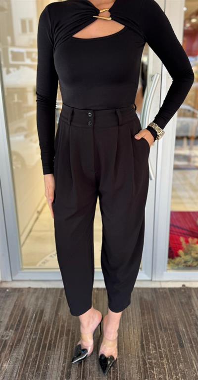 SİYAH PREMİUM İKİ DÜĞMELİ ŞALVAR PANTOLON