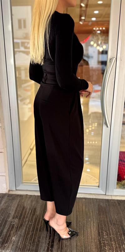 SİYAH PREMİUM İKİ DÜĞMELİ ŞALVAR PANTOLON