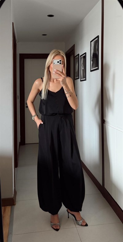 SİYAH PREMİUM TENSEL ŞALVAR PANTOLON