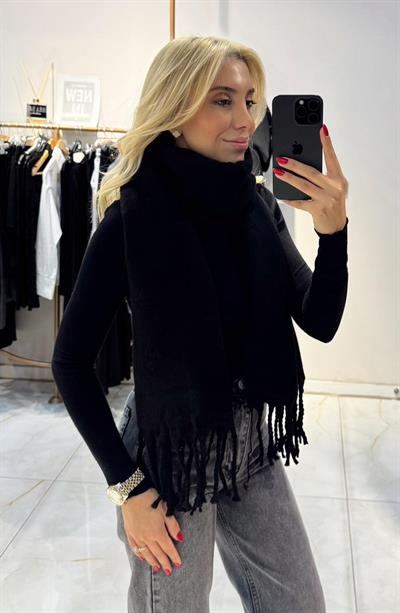 SİYAH PÜSKÜLLÜ ŞAL