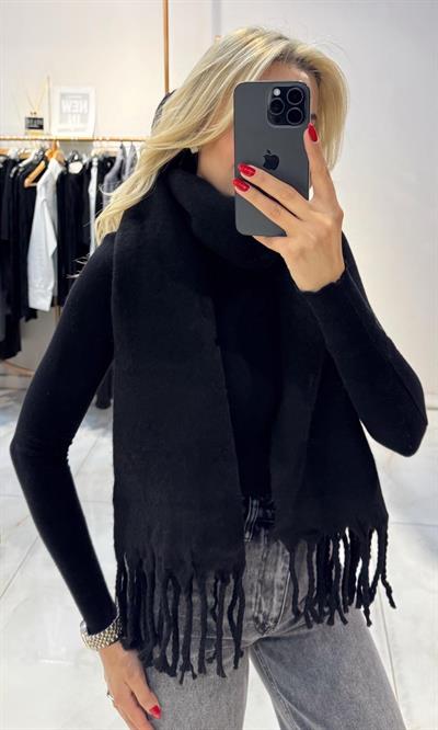SİYAH PÜSKÜLLÜ ŞAL