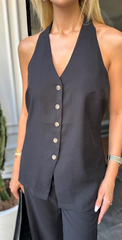 SİYAH SIRT DEKOLTELİ PREMİUM TAKIM