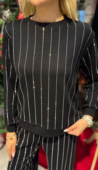 SİYAH TAŞLI MODAL SWEAT PANTOLON TAKIM