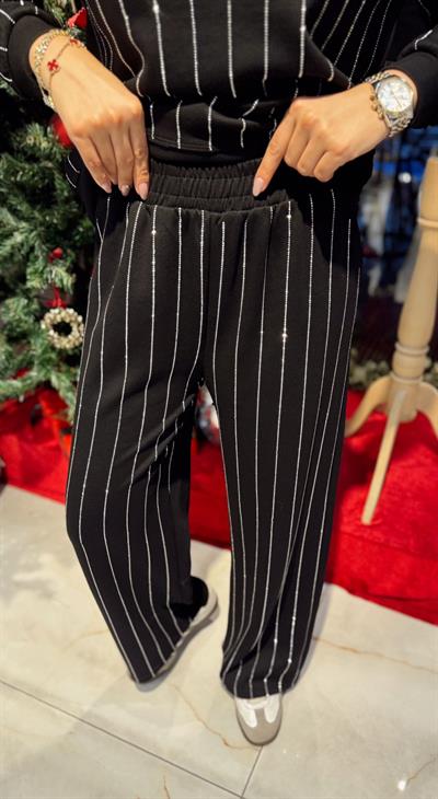 SİYAH TAŞLI MODAL SWEAT PANTOLON TAKIM