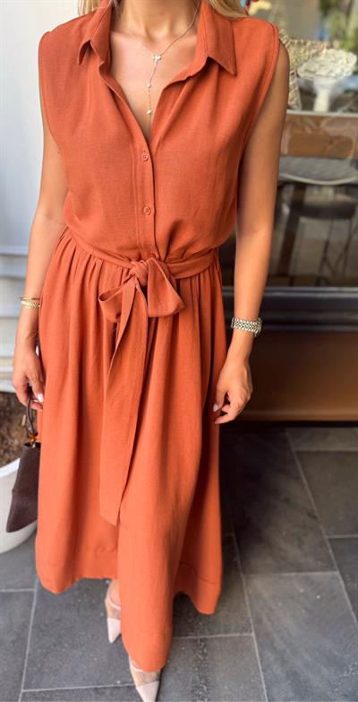 SOPHİA GÖMLEK ELBİSE KİREMİT