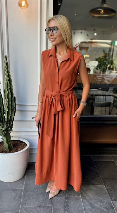 SOPHİA GÖMLEK ELBİSE KİREMİT