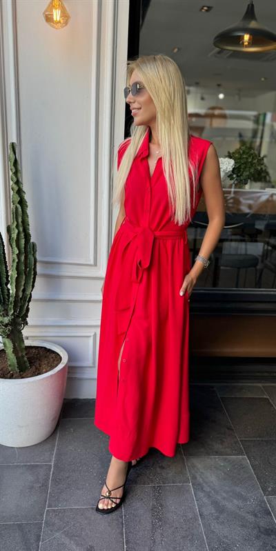 SOPHİA GÖMLEK ELBİSE KIRMIZI