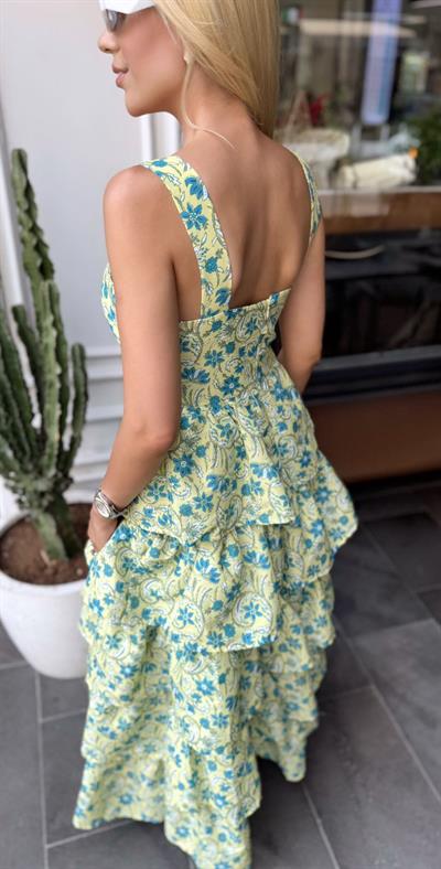 TASARIM KAT KAT KALIN ASKILI ELBİSE