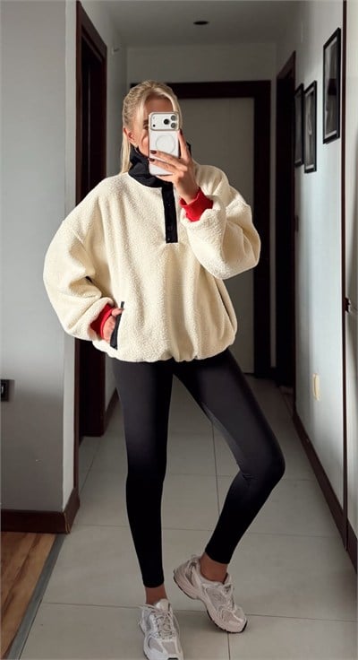 TEDDY NAKIŞLI PELUŞ SWEAT