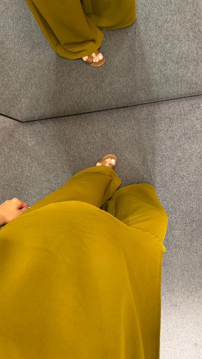 TEK KOL ASİMETRİK BLUZ PANTOLON TAKIM HARDAL