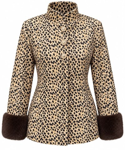 TEONA LEOPAR DESEN KOLLARI PELUŞ DETAYLI CEKET