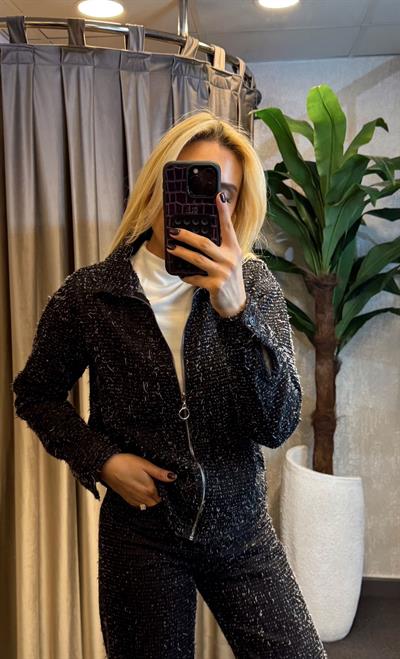 TIRNAKLI TÜVİT CEKET  SİYAH