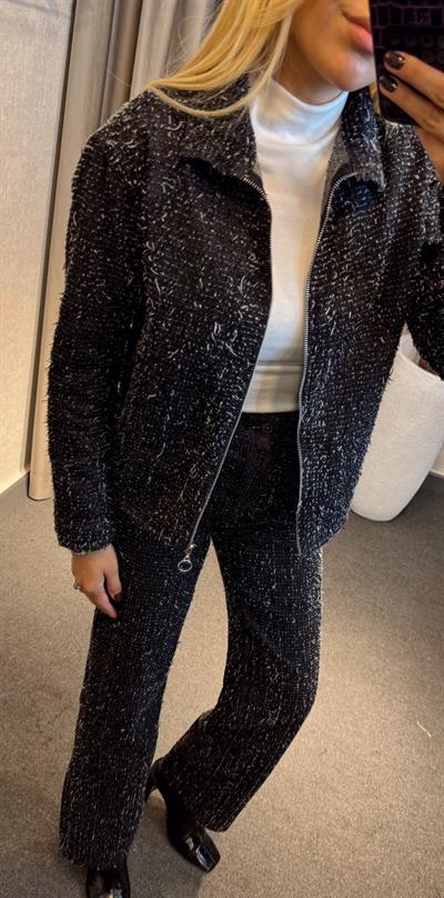 TIRNAKLI TÜVİT CEKET  SİYAH