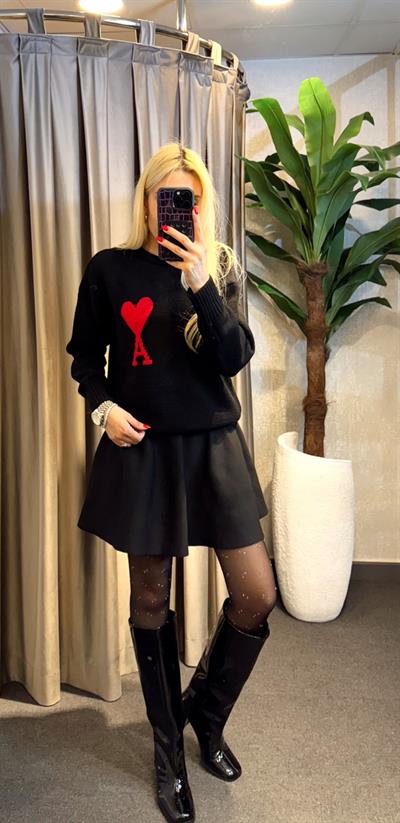 TRİKO VOLANLI ETEK ÇELİK ÖRME SİYAH