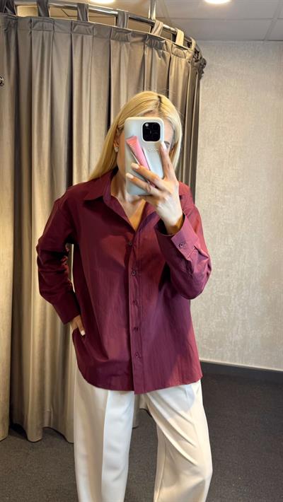 UZUN KOLLU GÖMLEK BORDO