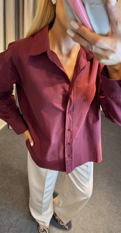 UZUN KOLLU GÖMLEK BORDO