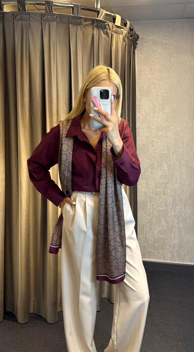 UZUN KOLLU GÖMLEK BORDO