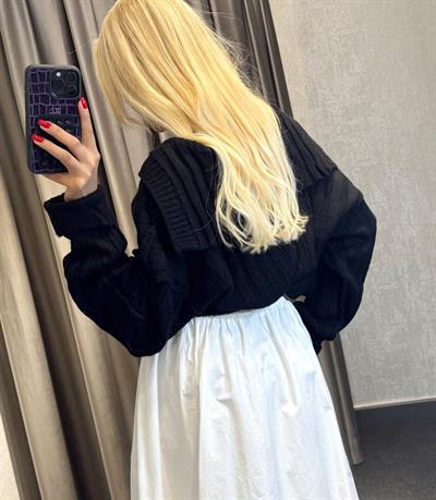 UZUN PATLI FİTİLLİ KAZAK SİYAH