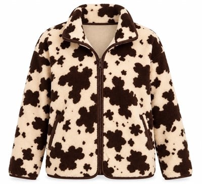 WOLEN KAHVE DESENLİ POLAR HIRKA