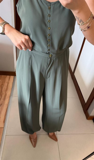 YEŞİL PREMİUM TENSEL ŞALVAR PANTOLON