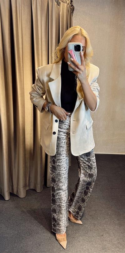 YILAN DESENLİ STRAİGHT JEAN GRİ