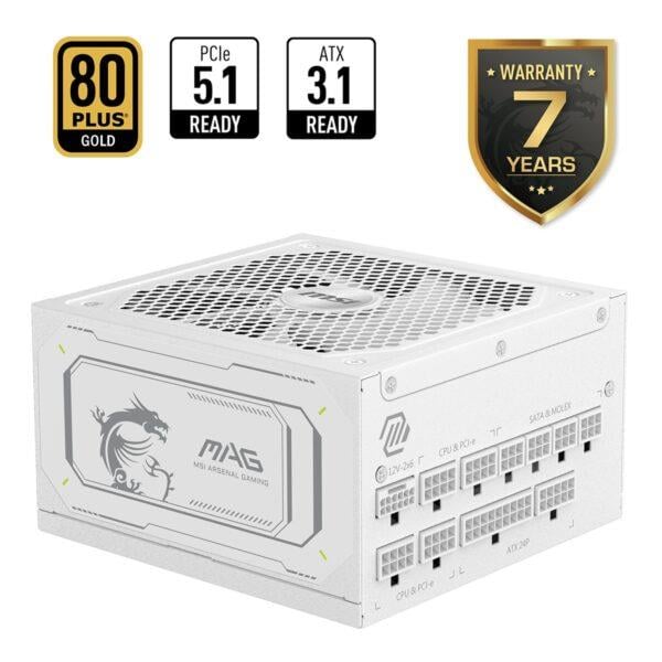 MSI MAG 1000GL PCIE5 WHITE 1000W 80+ GOLD POWER
