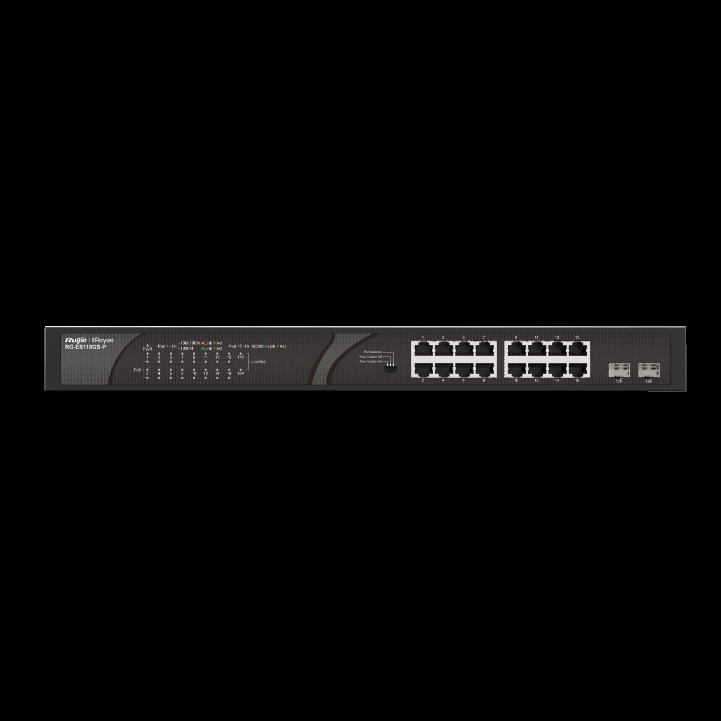 RUİJİE-REYEE RG-ES118GS-P 16XGE 2XGE F.GİGABİT 247W POE SWİTCH