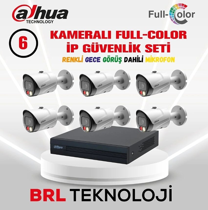 Dahua 6 Kameralı Full Color İp Güvenlik Kamera Seti