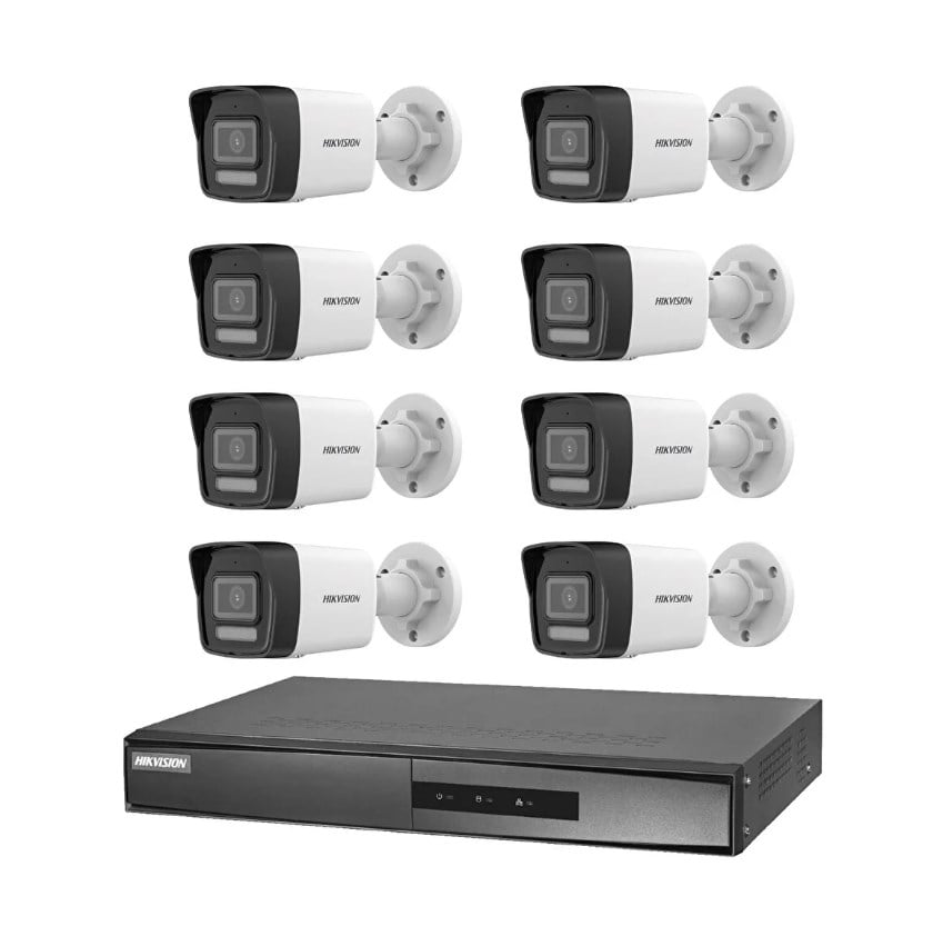 Hikvision 8 Kameralı 2 Mp Hybrid Light İp Güvenlik Kamera Seti DS-2CD1023G2-LIUF (Dahili Mikrofonlu)