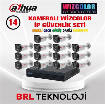 Dahua 14 Kameralı 4 MP WizColor Dahili Mikrofonlu İp Güvenlik Kamera Seti