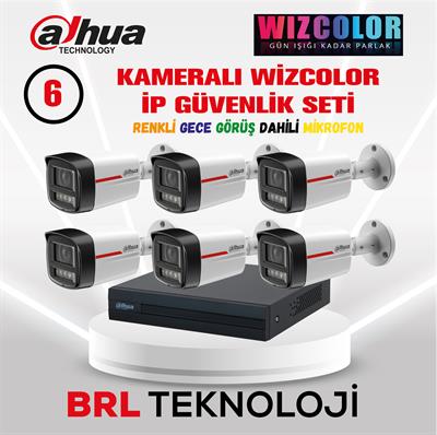 Dahua 6 Kameralı Wiz Color Dahili Mikrofonlu İp Güvenlik Kamera Seti