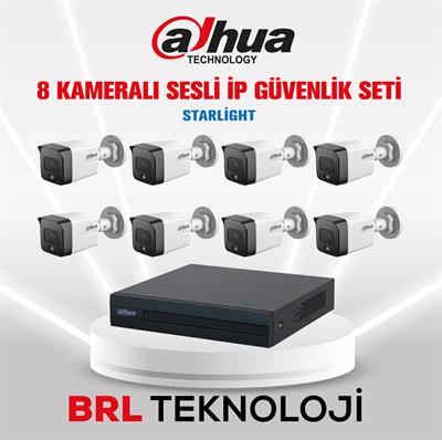 Dahua 8 Kameralı 2 Mp Sesli İp Güvenlik Kamera Seti IPC-HFW1230TC1-SA