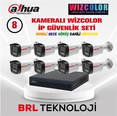 Dahua 8 Kameralı Wiz Color Dahili Mikrofonlu İp Güvenlik Kamera Seti