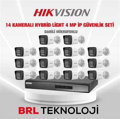 Hikvision 14 Kameralı 4 Mp Hybrid Light İp Güvenlik Kamera Seti DS-2CD1043G2-LIUF (Dahili Mikrofonlu)