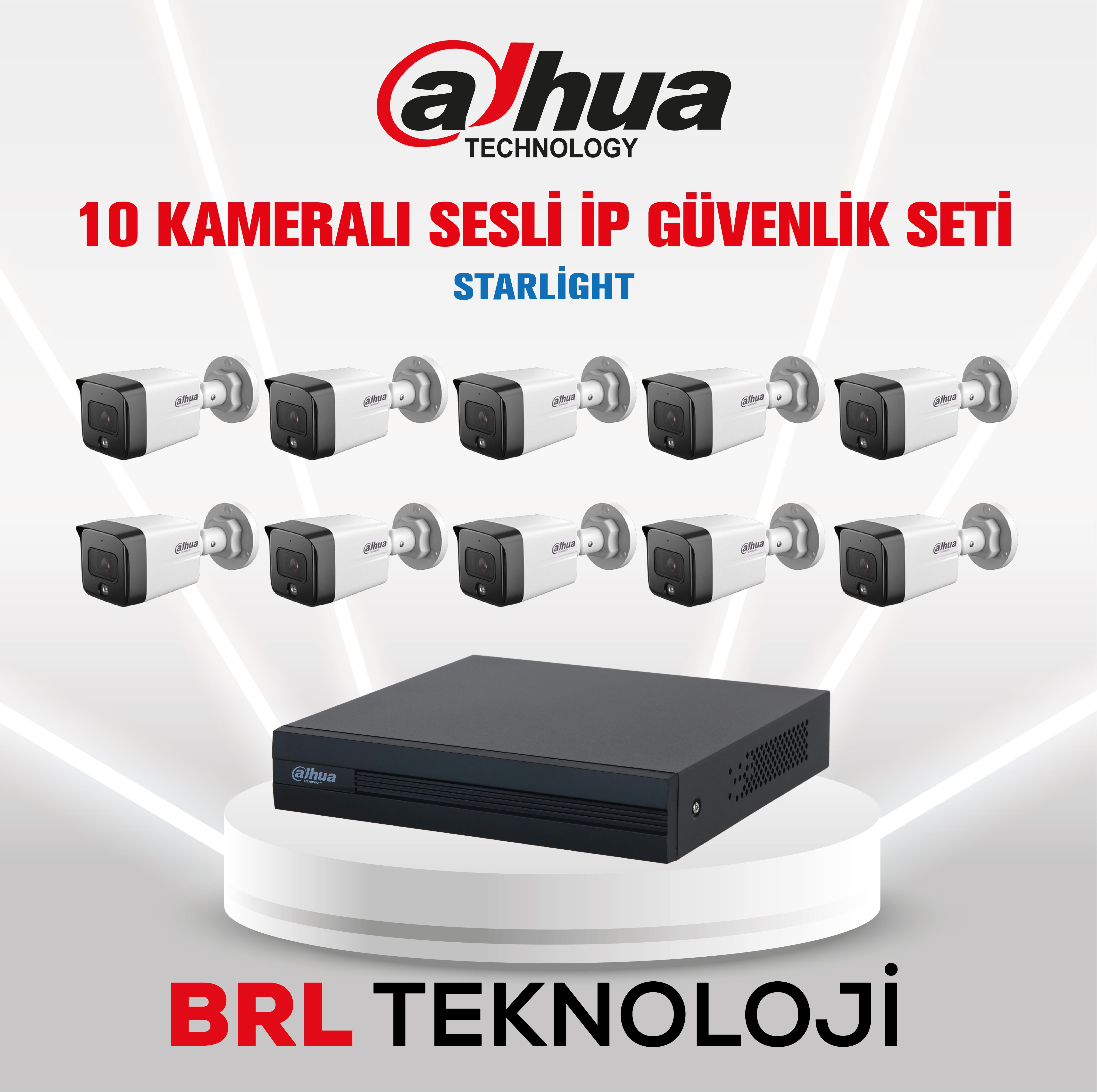 Dahua 10 Kameralı 2 Mp Sesli İp Güvenlik Kamera Seti IPC-HFW1230TC1-SA