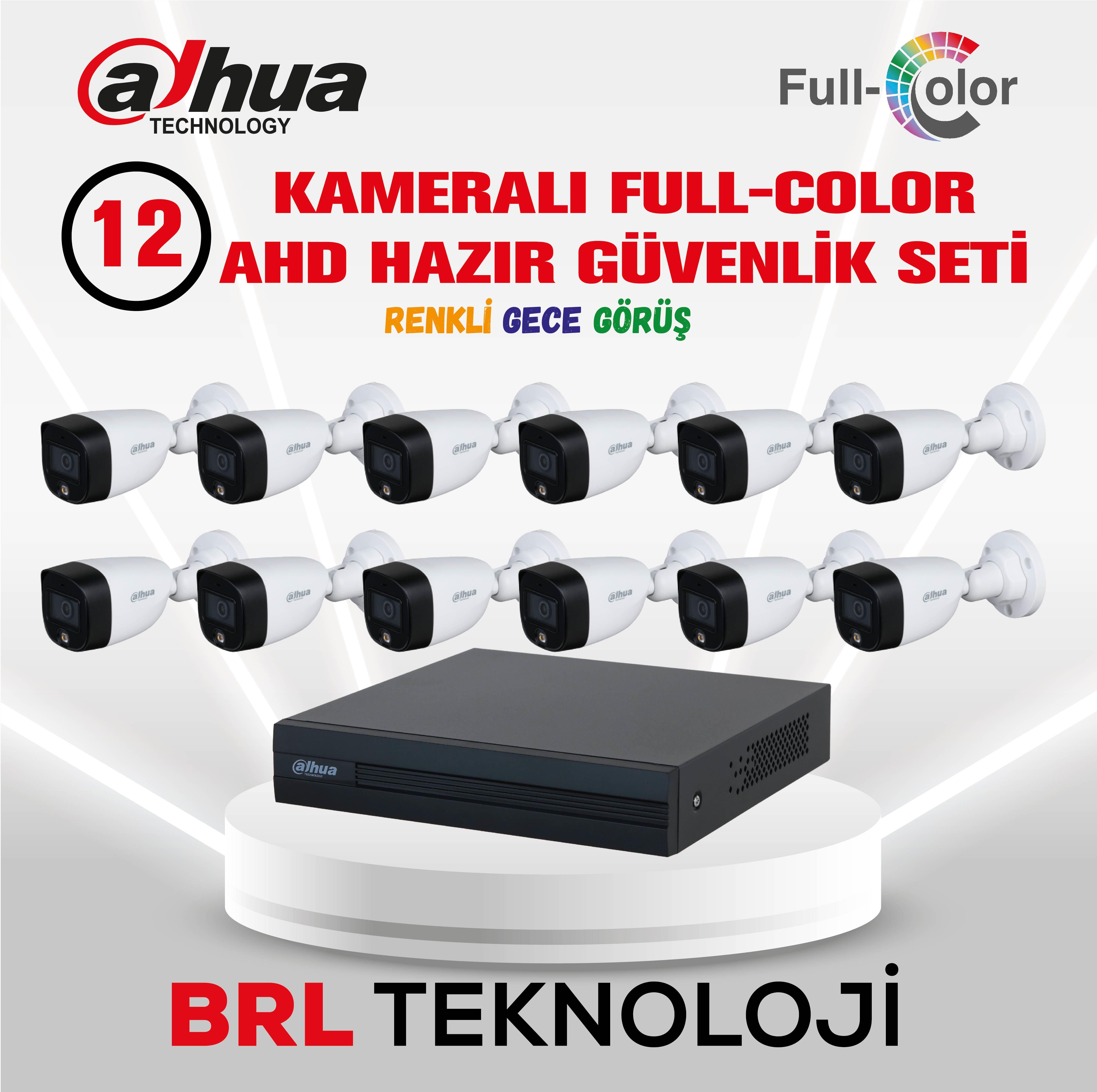 Dahua 12 Kameralı Renkli Gece Görüşlü Full HD Güvenlik Kamera Seti