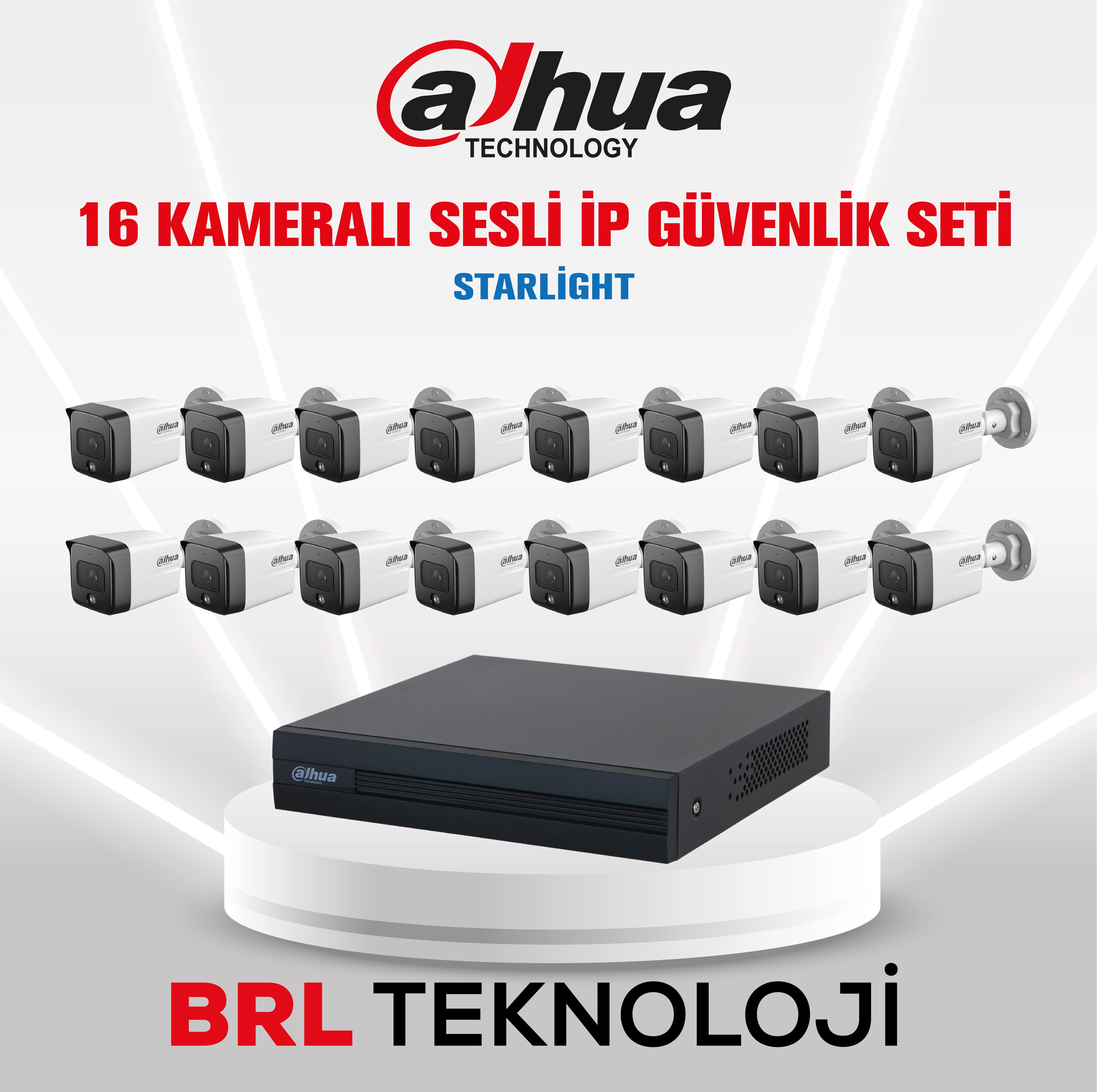 Dahua 16 Kameralı 2 Mp Sesli İp Güvenlik Kamera Seti IPC-HFW1230TC1-SA