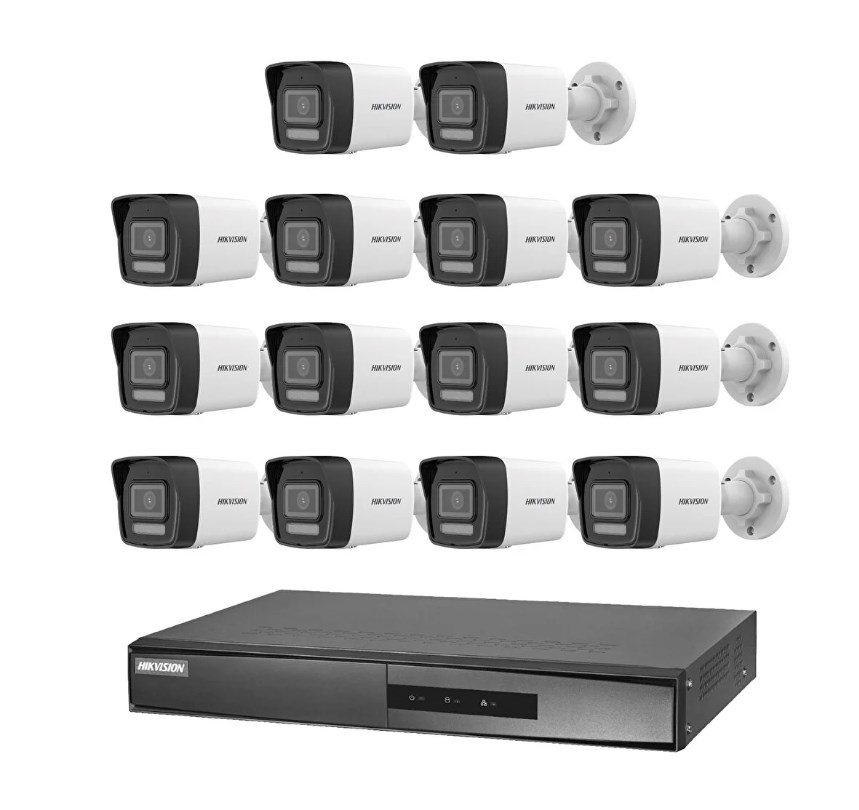 Hikvision 14 Kameralı 2 Mp Hybrid Light İp Güvenlik Kamera Seti DS-2CD1023G2-LIUF (Dahili Mikrofonlu)