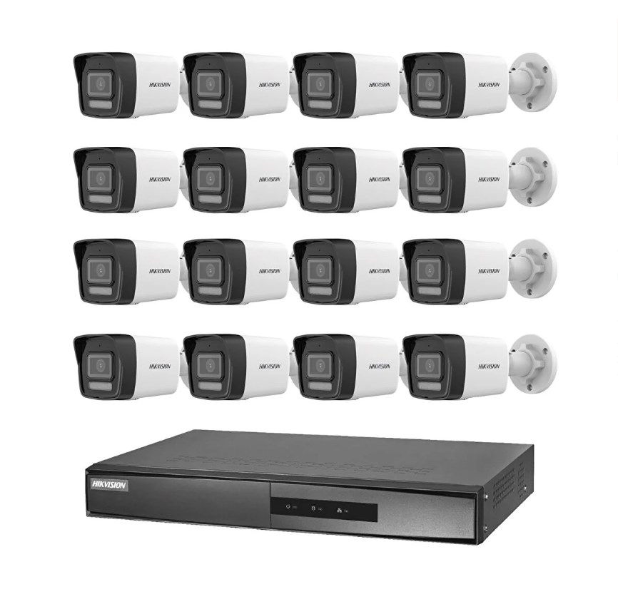 Hikvision 16 Kameralı 2 Mp Hybrid Light İp Güvenlik Kamera Seti DS-2CD1023G2-LIUF (Dahili Mikrofonlu)