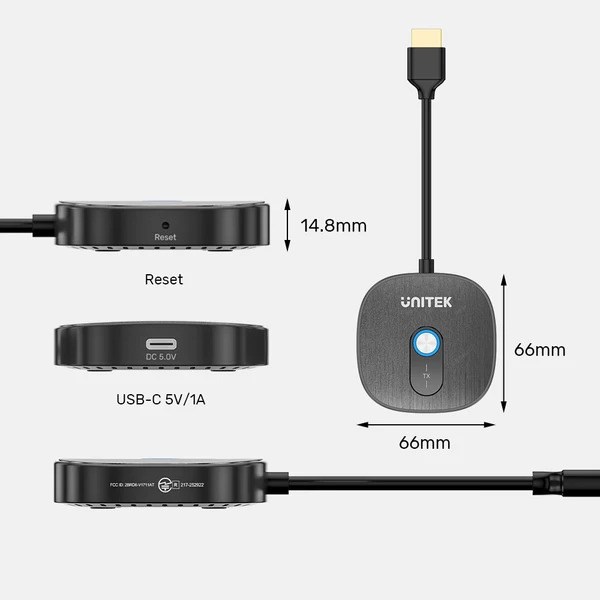 UNITEK CIFT ALICILI KABLOSUZ HDMI TRANSMITTER (V1711ABK01)