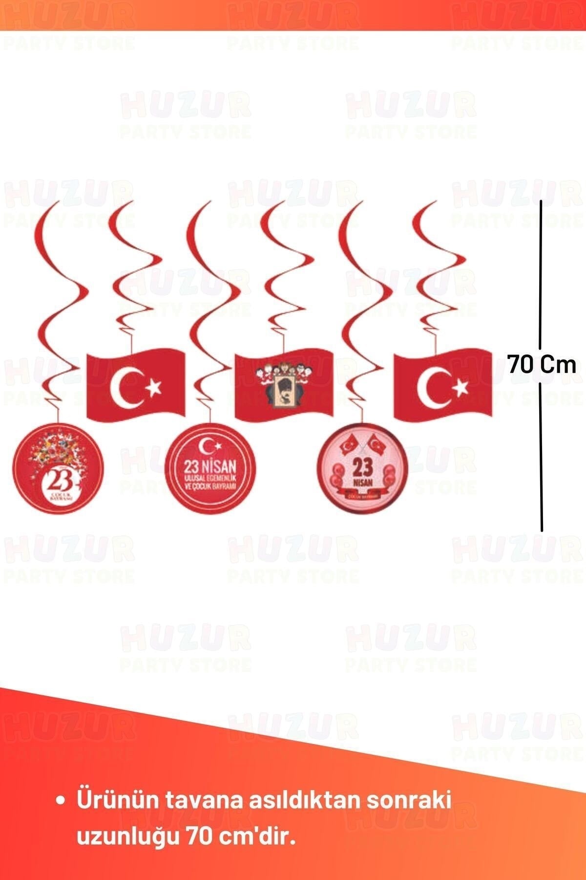 23 Nisan 6lı Karton Tavan Sarkıt Süsü Sınıf Okul Süsleme Malzemeleri Milli Bayram Bayrak Süsleri