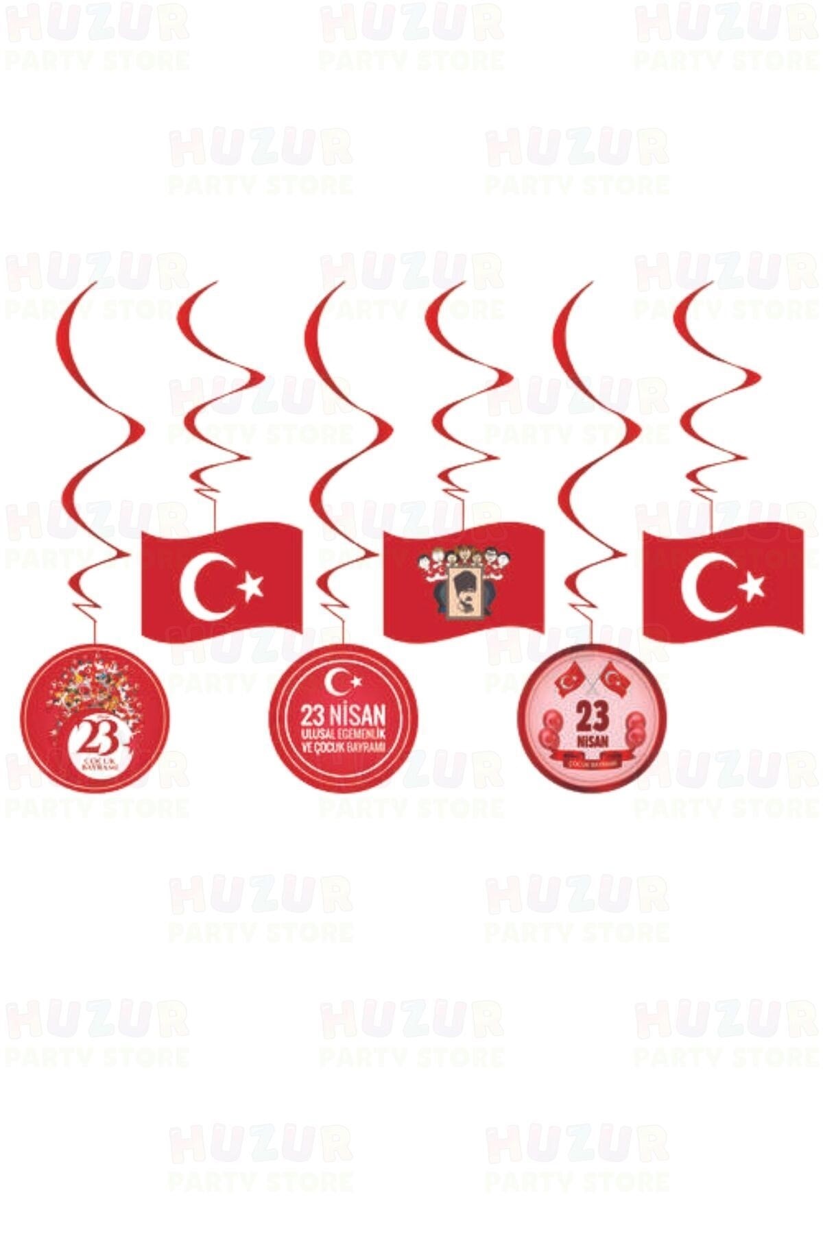 23 Nisan 6lı Karton Tavan Sarkıt Süsü Sınıf Okul Süsleme Malzemeleri Milli Bayram Bayrak Süsleri