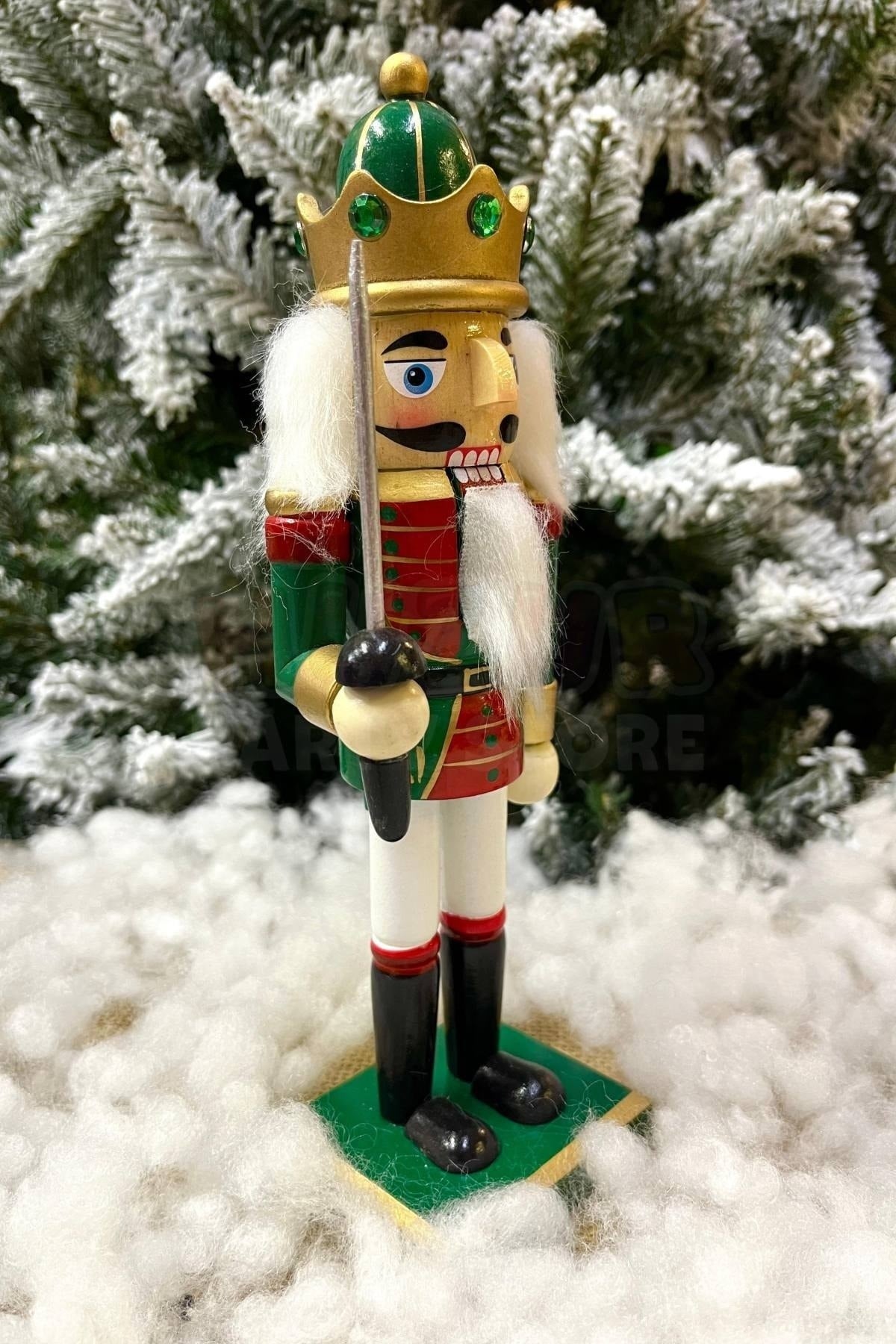 25 Cm Kılıçlı Fındıkkıran Yeşil Kırmızı Renkli Kurşun Asker Nutcracker Yılbaşı Yeni Yıl Dekoru