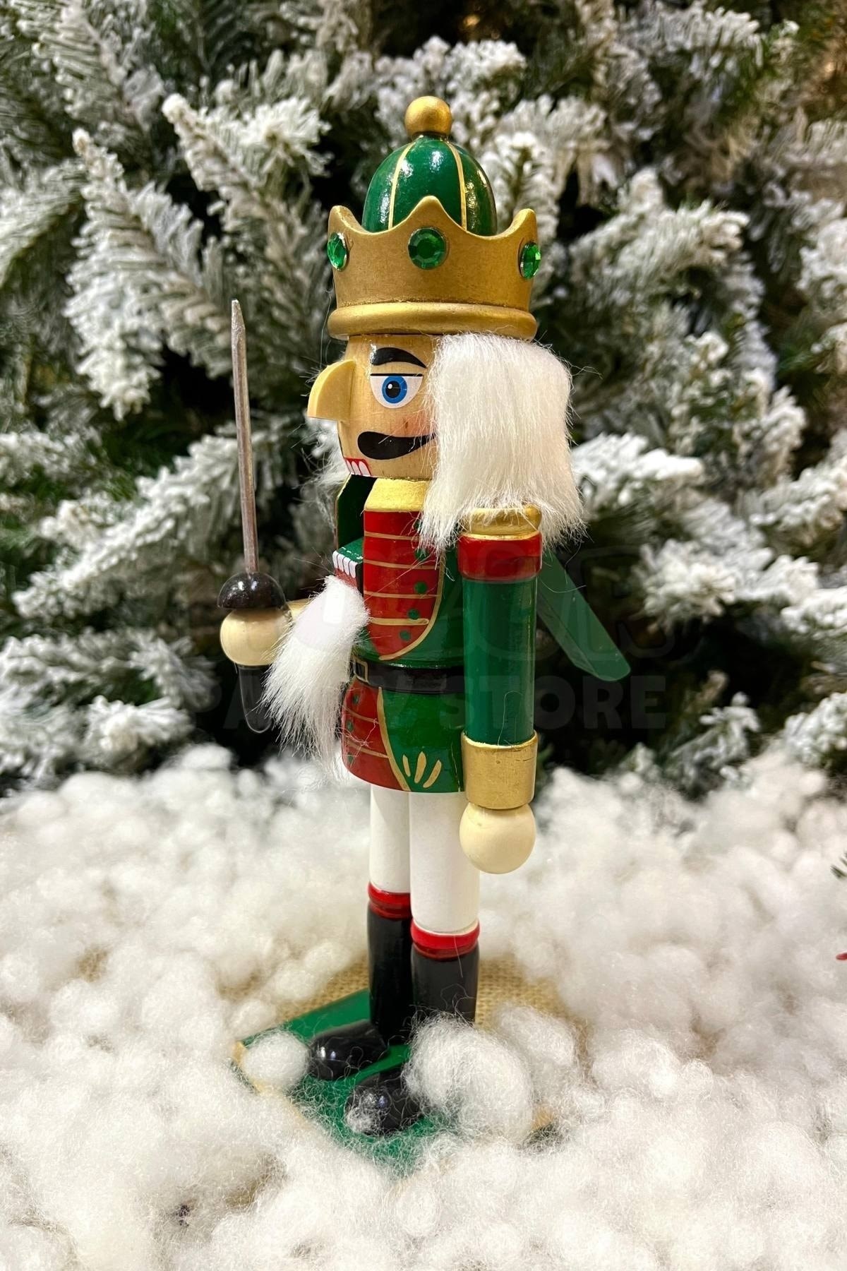 25 Cm Kılıçlı Fındıkkıran Yeşil Kırmızı Renkli Kurşun Asker Nutcracker Yılbaşı Yeni Yıl Dekoru