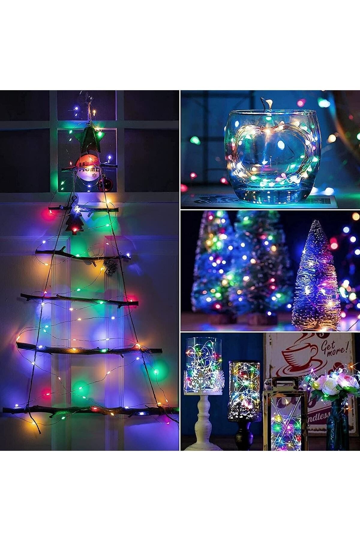 5 Metre Karışık Renkli Ramazan Bayramı Işığı Süsü Peri Led Işık Dekoratif Pilli 3 Fonksiyonlu Lamba