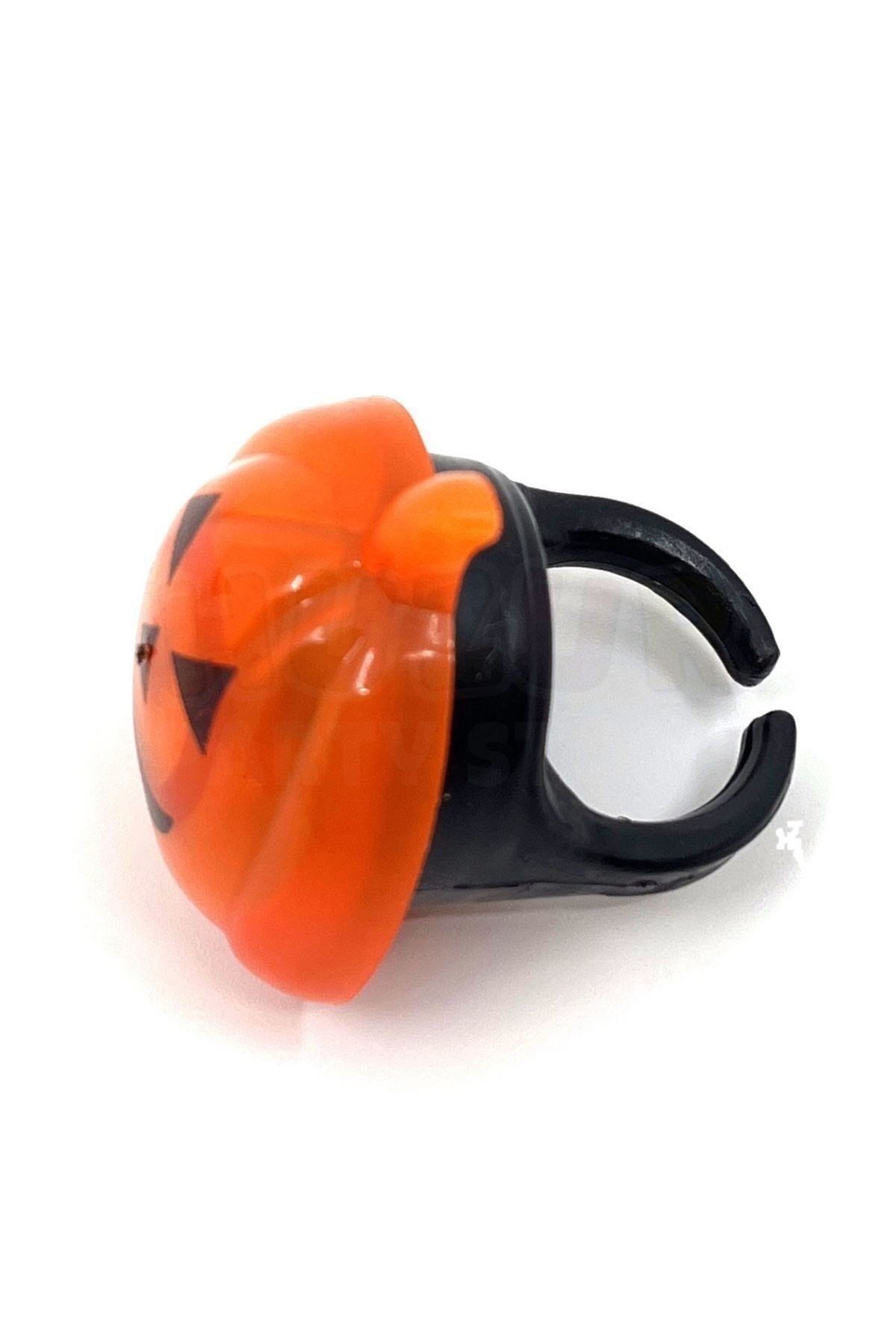 Balkabağı Yüzük Halloween Partisi Cadılar Bayramı Aksesuarı 3 Fonksiyonlu Rengarenk Işıklı 3x3.5 Cm