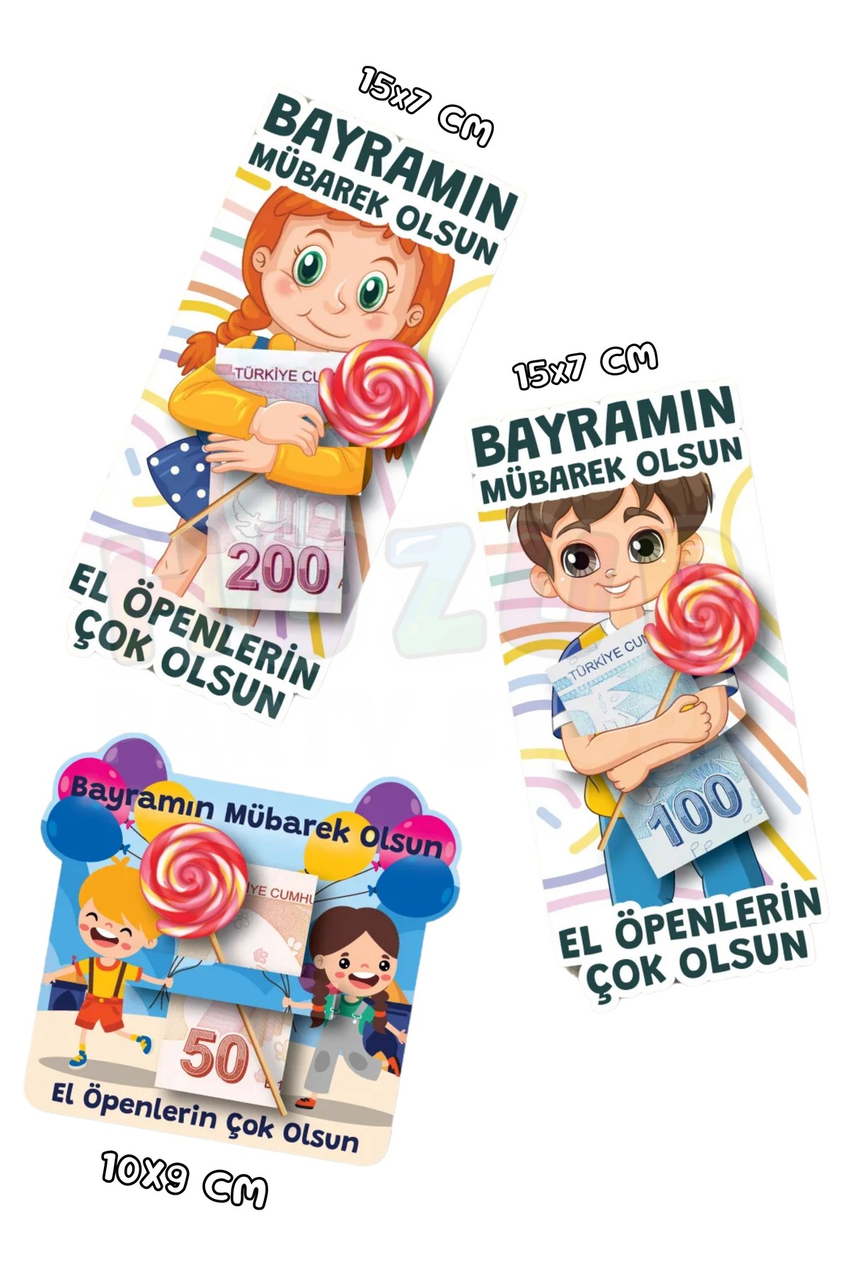 Bayramlık Harçlık Kartı 10 Adet Ramazan Bayramı Kurban Bayramı Çocuk Hediye Tebrik Para Kartı