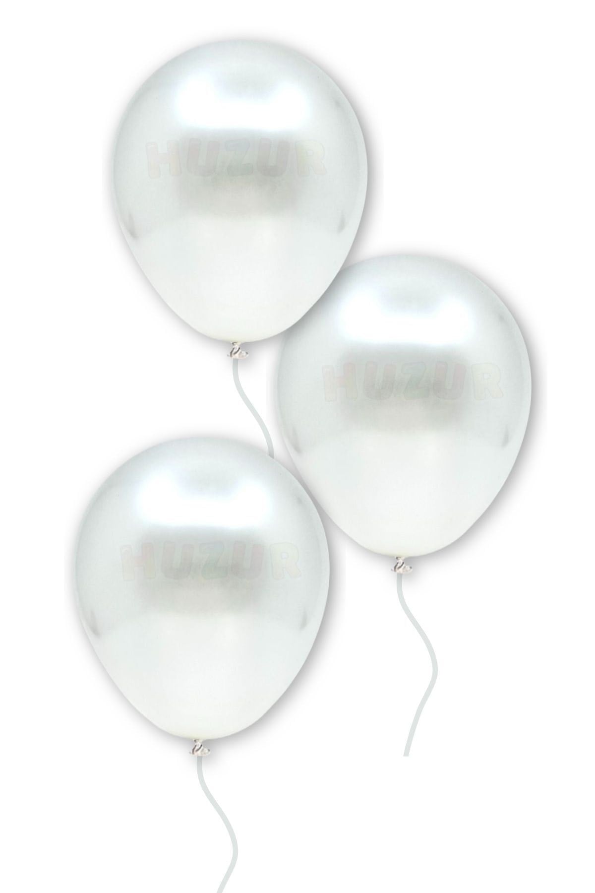 Beyaz Renkli Metalik Balon 50 Adet 30 Cm Lateks Parti Konsept Dekorasyon Kına Doğum Günü Balonu