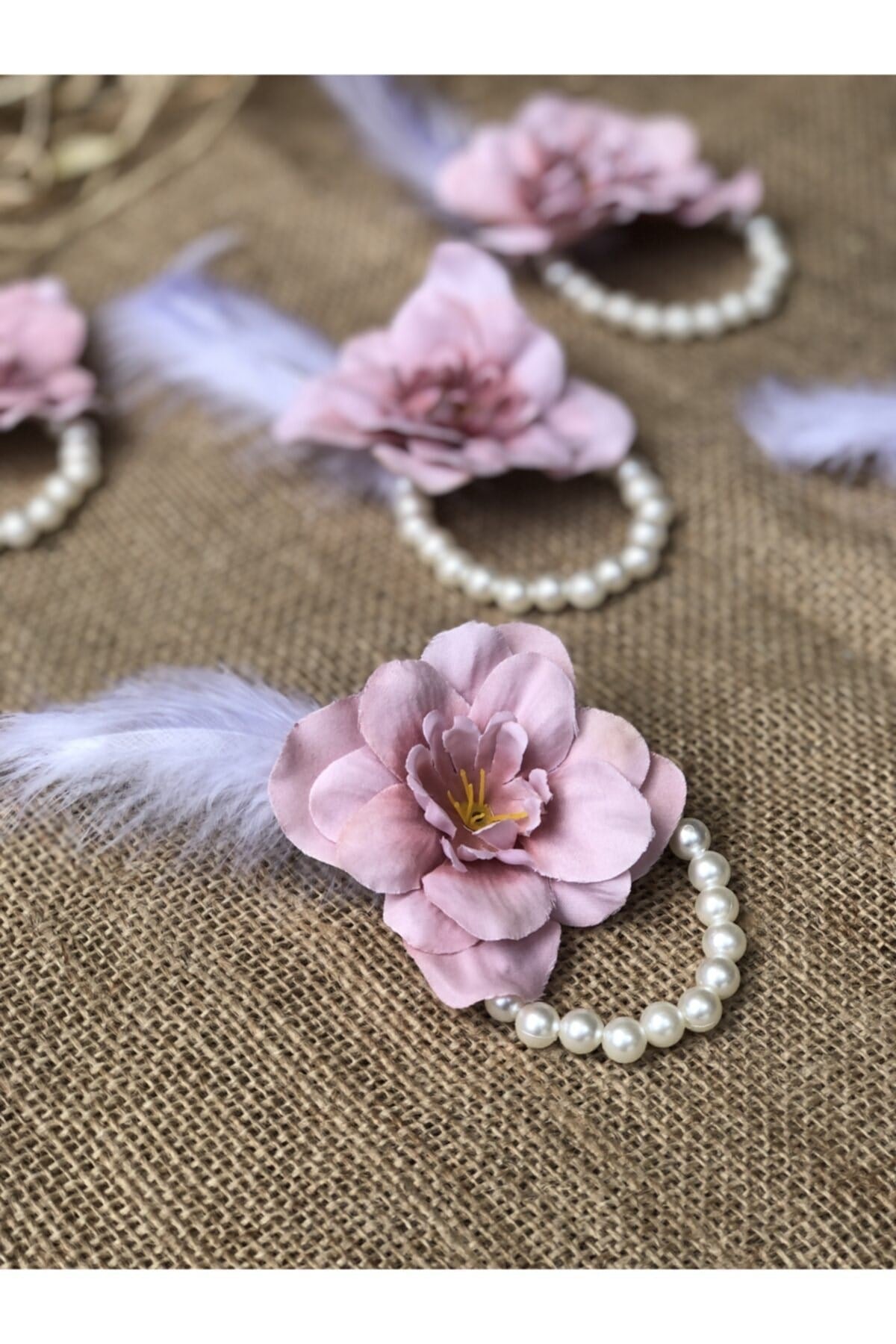 Bride To Be 10 Adet Nedime Gelin Bilekliği Tüy Inci Detaylı Pudra Pembe Renk Bekarlığa Veda Partisi